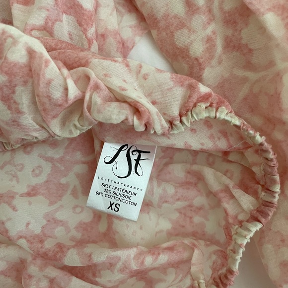 LOVESHACKFANCY printed ruffle off shoulder long sleeve top - Picture 4 of 8